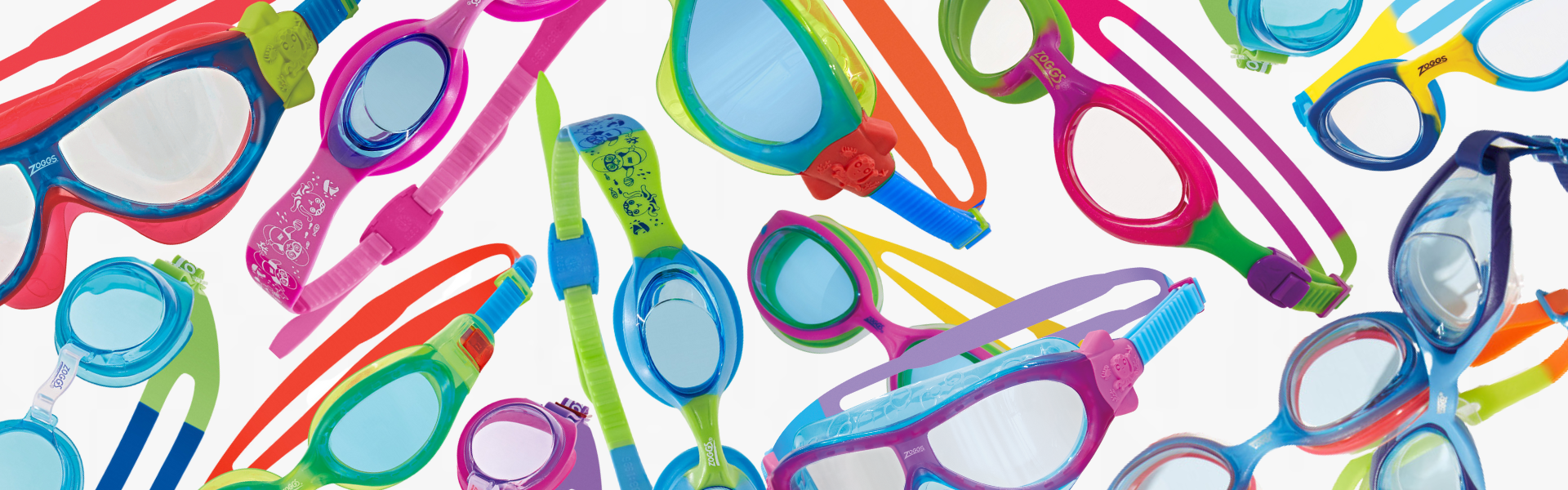 an assortment of children's goggles 