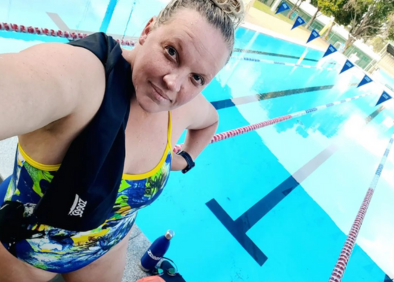 Sarah swimming in Zoggs